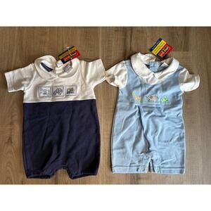 My Pal Baby Boy Romper Lot of 2 Embroidered Safari Vehicle 3-6M NWT